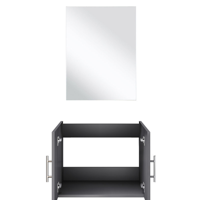Meuble-lavabo gris foncé 24 po L 22 po x P 18 po, avec beaucoup de rangement pour le miroir, Gris foncé