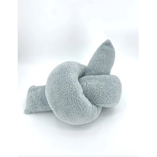 Pale Blue Curly Sheepskin Knot Pillow