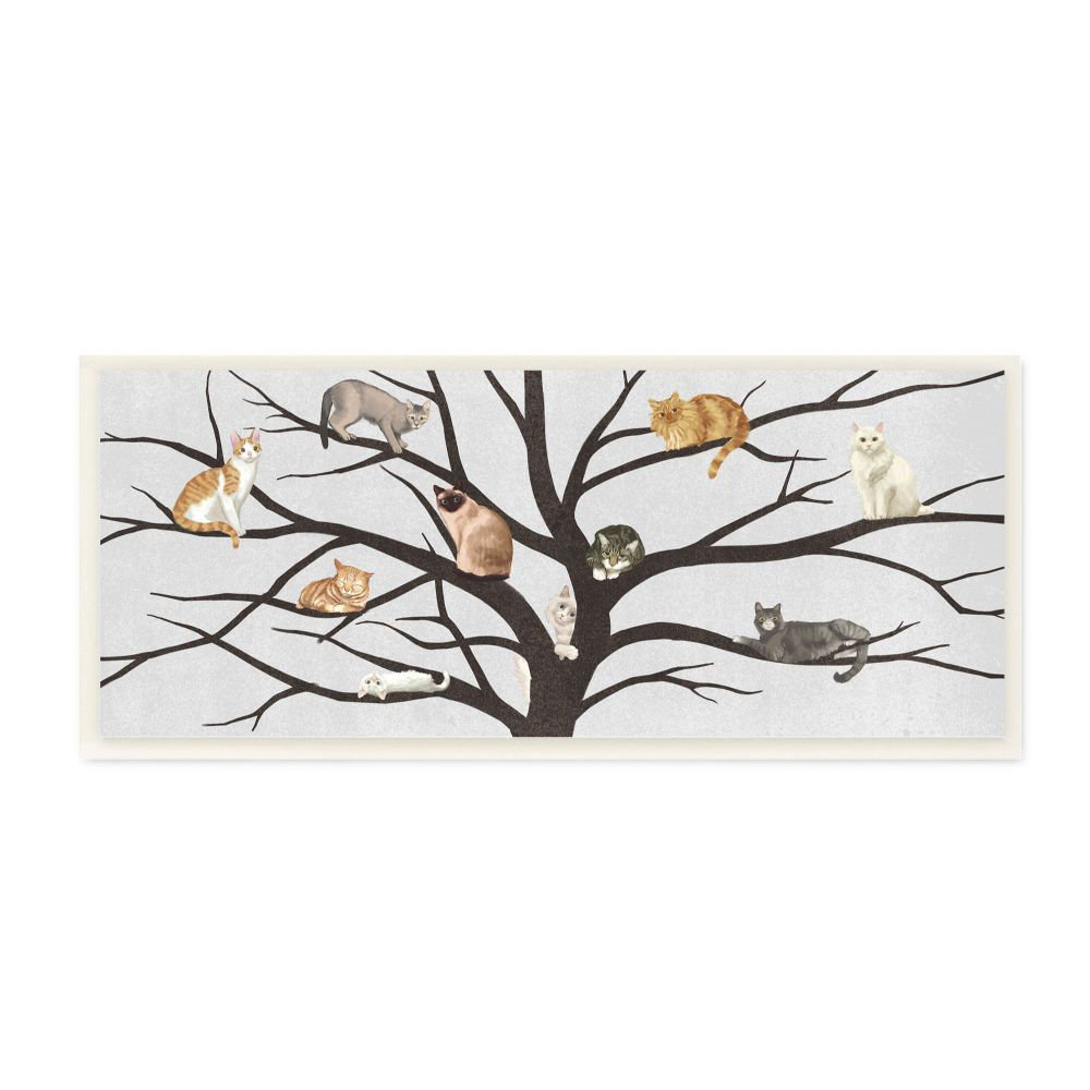 'Cats In The Tree Animal Pet Black Gray Painting' Graphic Art Ebern Designs