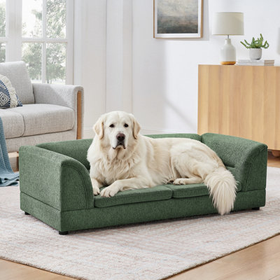 Canapé surdimensionné en lin pour animaux avec structure surélevée