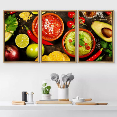 Mexican Food: Tortilla Chips, Guacamole, Salsa, Tequila Shots Wall Decor