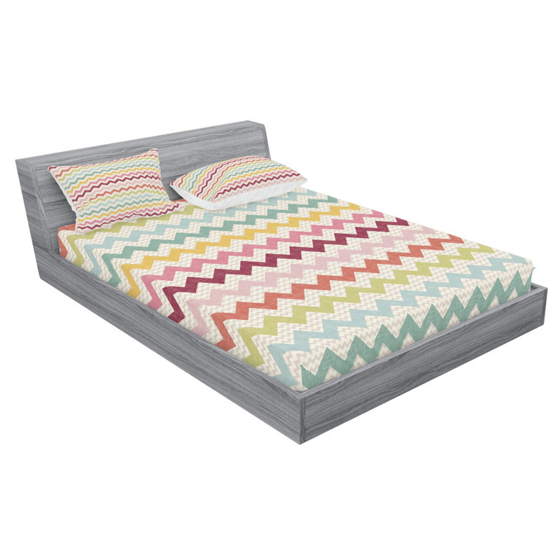 Microfiber Chevron Sheet Set, Full Sheet Set with Fitted Sheet