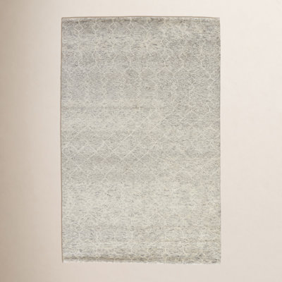 Kendall Gray White Hand-Knotted Geometric Rug