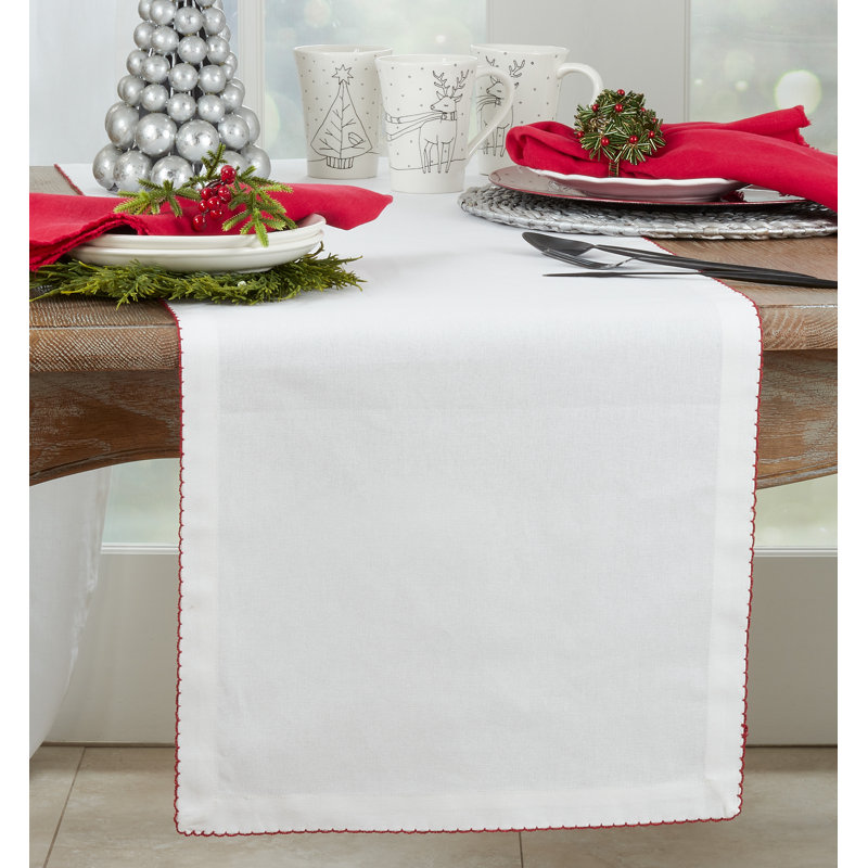 Recotting Solid Color 100% Cotton Table Runner, 16" W x 108" L, Red