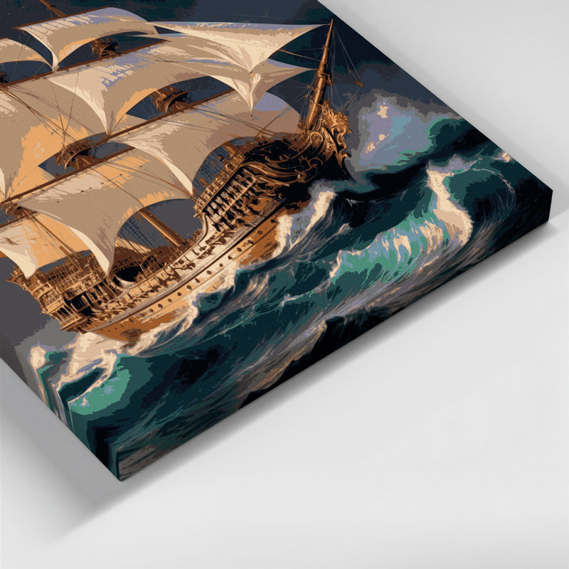 Art mural sur toile, "Nautical Galion", H 11 po x l 14 po