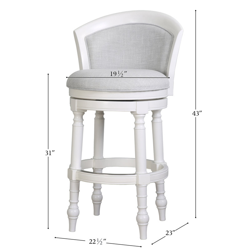 Tabouret pivotant en bois Tino, Blanc campagnard, Tabouret de bar (siège d'une hauteur de 31 po)