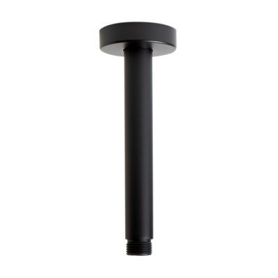 Bras de douche rond noir mat 6 po