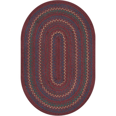 Jamestown Braided Jute Reversible Burgundy/Blue/Cream Rug