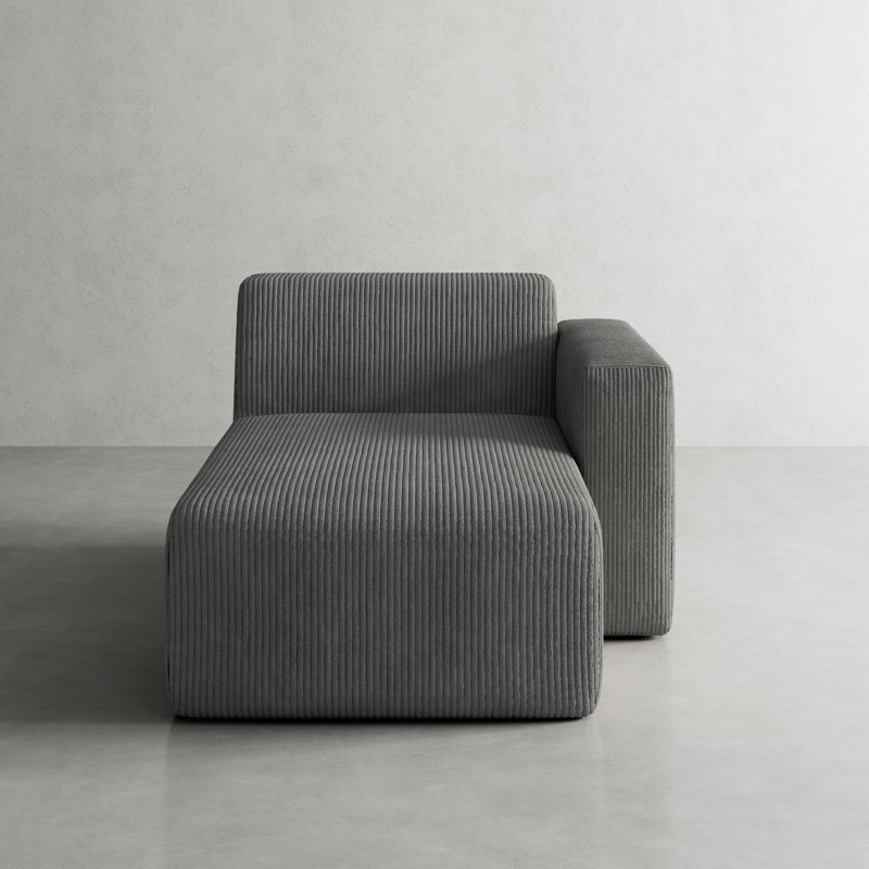 Chaise longue simple en velours côtelé Berlare, Gris