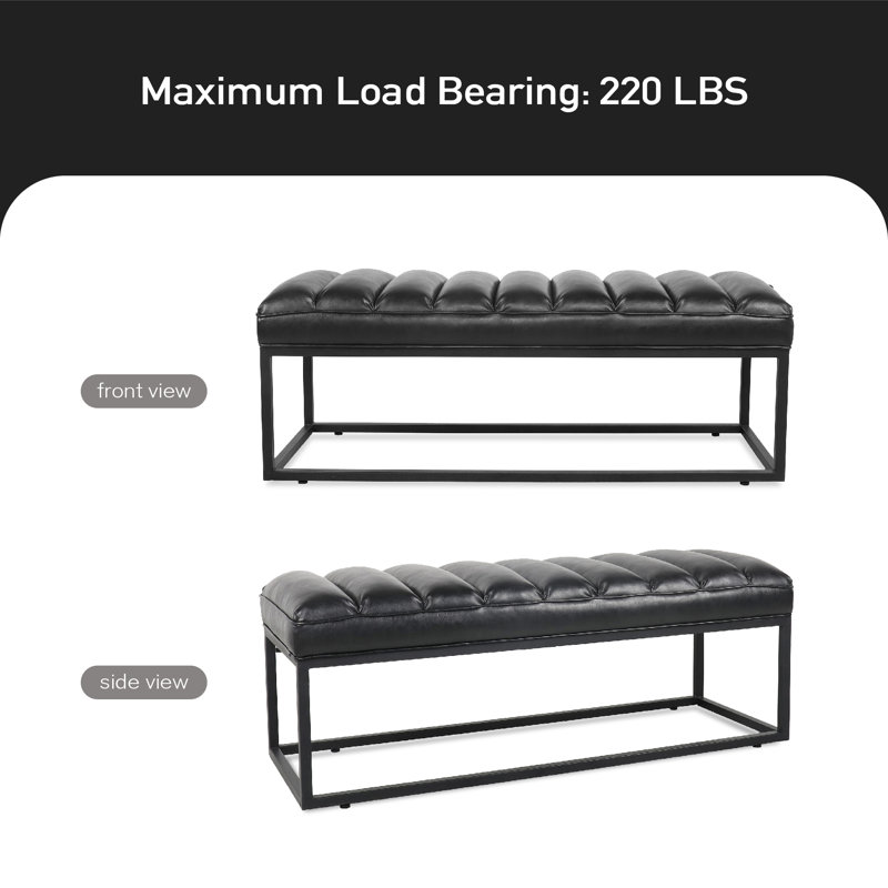 Banc en similicuir Ashu, Noir