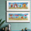Bright Beach Huts - Ensemble de 2 reproductions d'art encadrées-1581369479