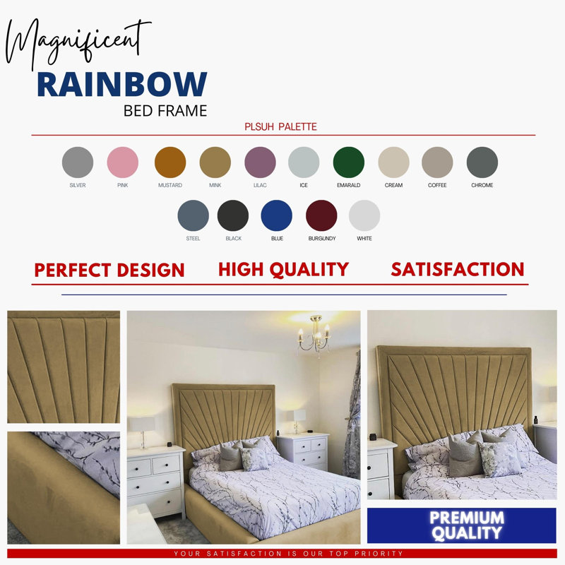 Odie Plush Velvet Upholstered Bed Frame - Sprung Slats, Padded Headboard, Mink, Super King (6')