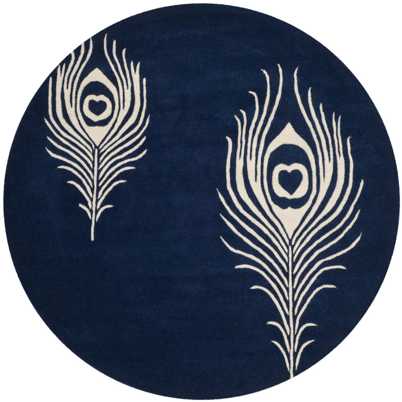 Tapis oriental en laine et viscose touffeté à la main Nonia, Rond 6 pi