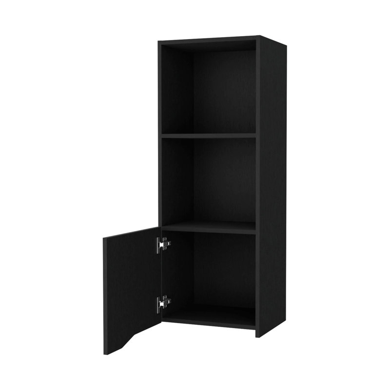 Armoire de rangement murale noire à une porte - Pièce complémentaire avec tablette ouverte, Noir