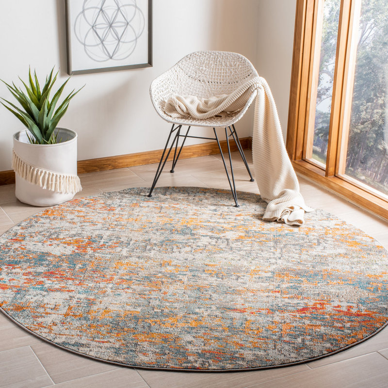 Follett Abstract Hand Woven Area Rug, Round 122cm