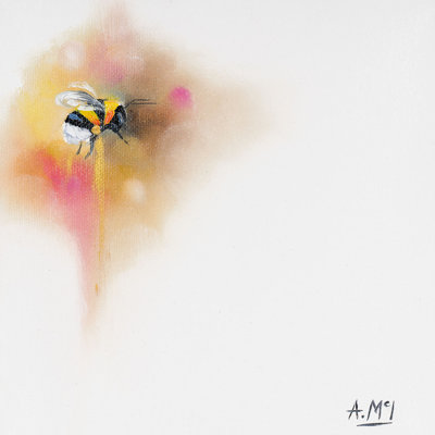 Bumblebee Pink 1 Piece Wrapped Canvas Painting