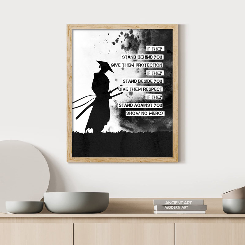 "Épée à l'encre noire et blanche, style japonais, Ninja Samurai" sur papier, Naturel, H 16 po x l 12 po