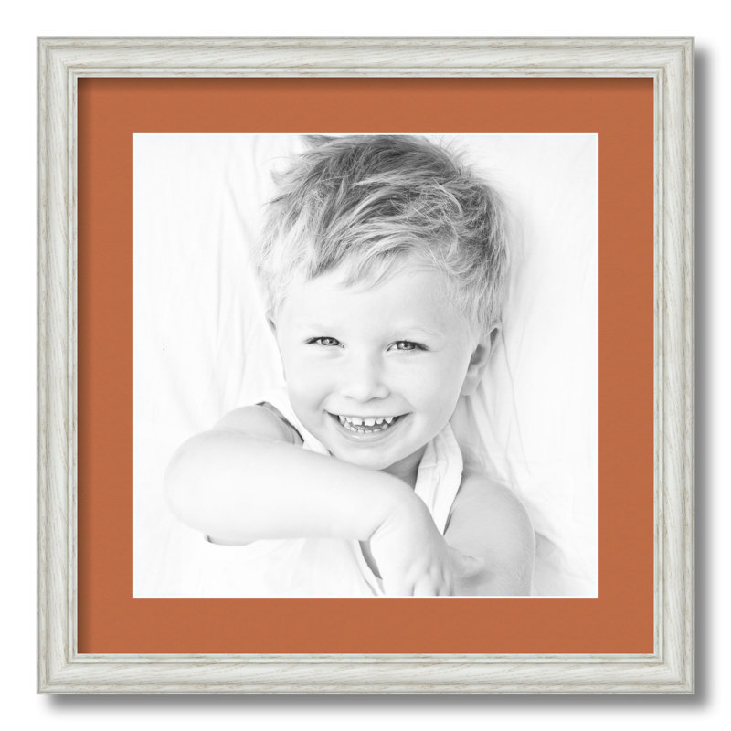 Wood Matte Picture Frame with Mat, Red Orange