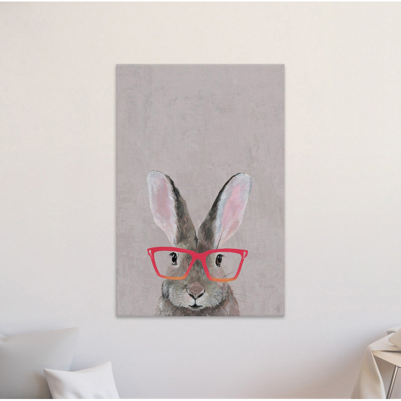 Hare With Red Glasses - Wrapped Canvas Print, 30cm H x 20cm W x 3.81cm D