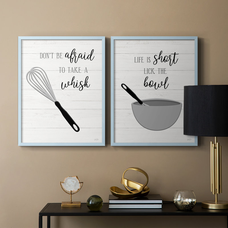 «Take A Whisk» - reproduction encadrée de qualité supérieure - prête à être accrochée - aucun clou requis - aucun clou requis