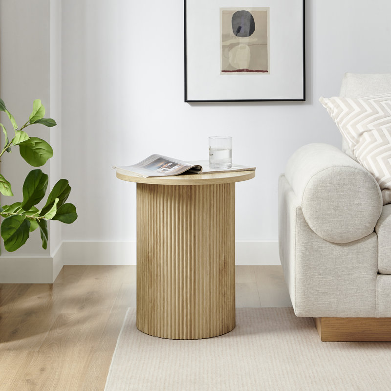 Penny Pedestal End Table, Oak