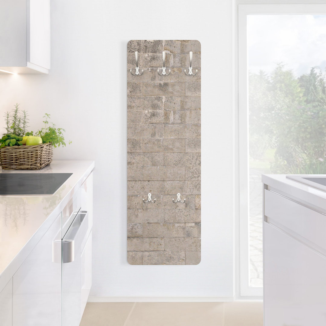 Concrete Brick Wallpaper Wall Mounted Coat Rack