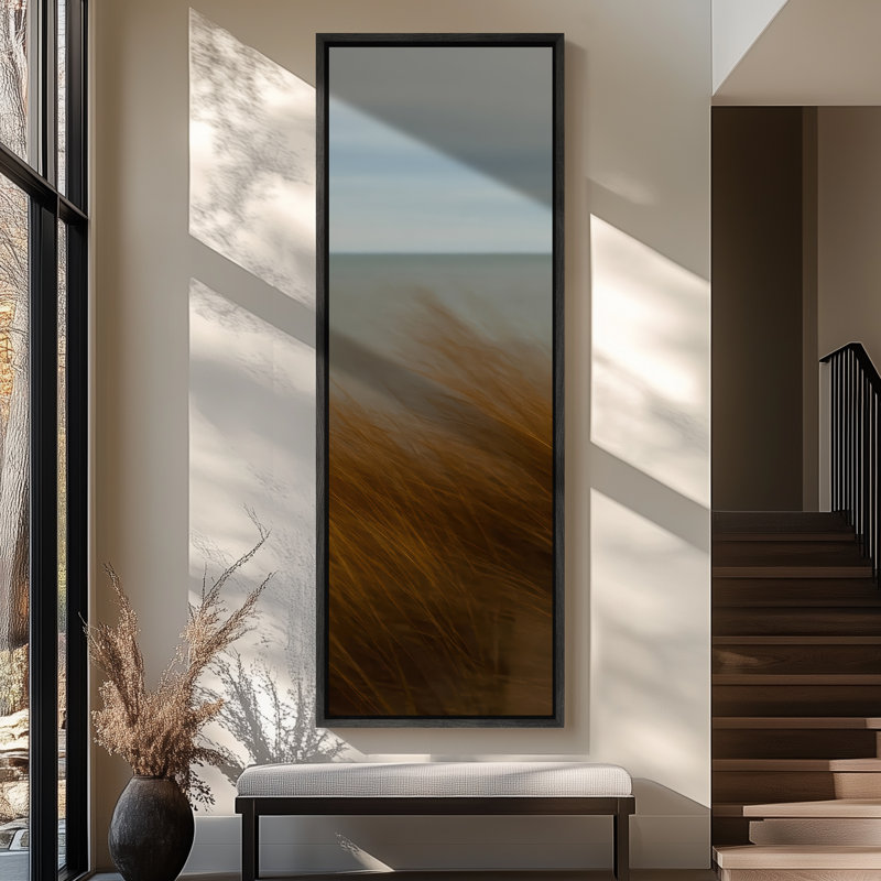«Beach Landscape», impression sur toile encadrée océan, H 60 po x l 20 po, Noir