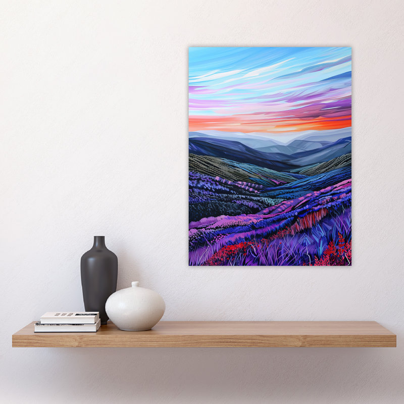 Scottish Heather Fields Artwork Hills Wall Art Print