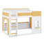 Lit superposé double au-dessus de double pour enfants, lit superposé en bois avec tablettes de rangement, fenêtre et portes, cadre de lit maisonnette-2052997001