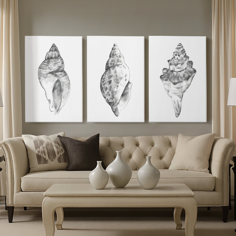 Quiet Conch I - Toile tendue avec châssis sur mesure - 3 pièces