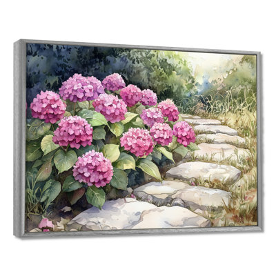 «Ikeni Hydrangeas By The Stone Path III - Hydrangea», art mural sur toile