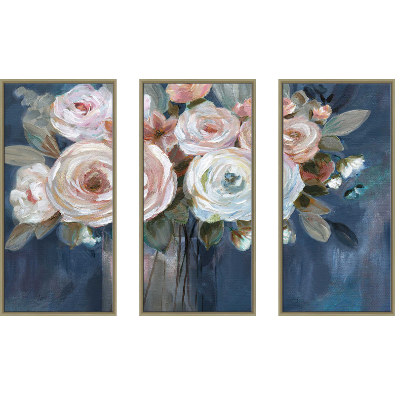 «Midnight Mood» par Nan, impression sur toile flottante 3 pièces, H 33,5 po x l 52,5 po x P 2 po