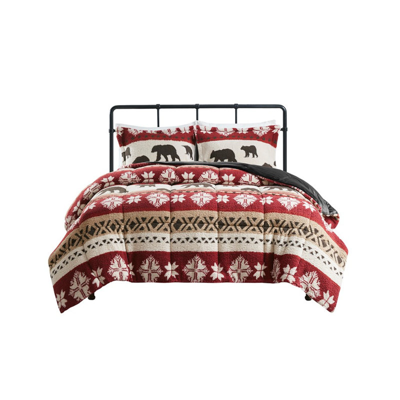 Ensemble d'édredon douillet en sherpa, ensembles de literie de style rustique en polyester pour la maison