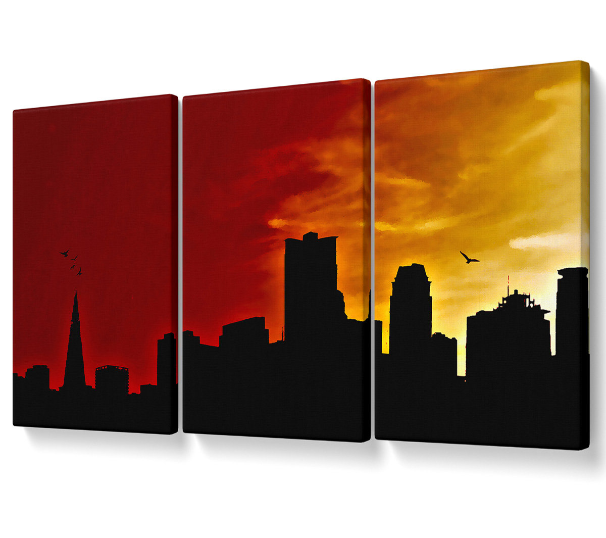 Ebern Designs Orange City Sky - 3 Piece Wrapped Canvas Graphic Art ...