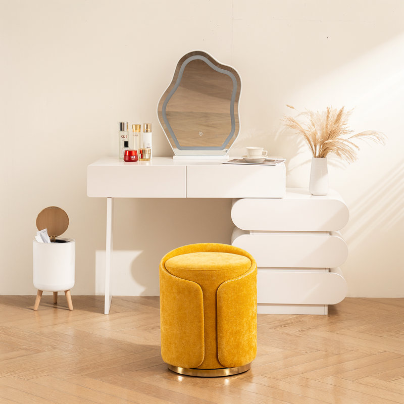 Juriana Metal Accent Stool Swivel Vanity Ottoman, Yellow
