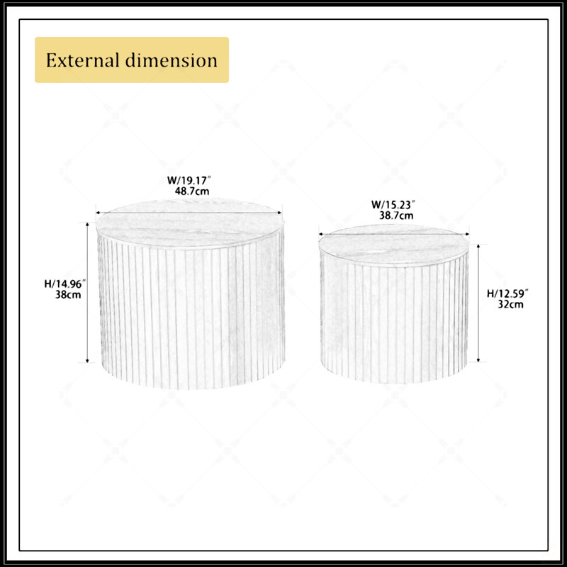 Ensemble de 2 tables gigognes