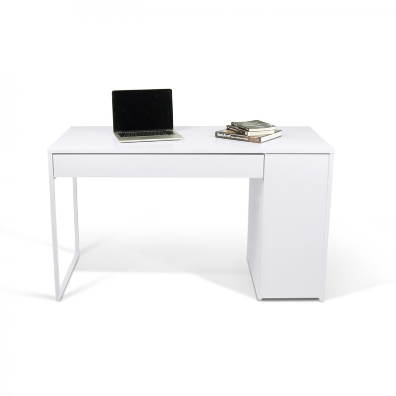 Bureau d'écriture Prado, Blanc pur / acier blanc