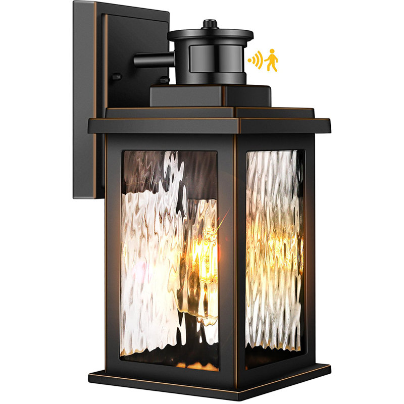 Motion Sensor Dusk to Dawn Outdoor Wall Lantern (Bulbs not Included), Black
