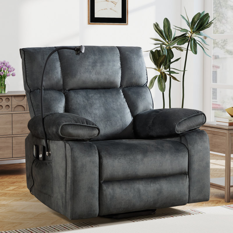 Fauteuil inclinable de massage de 38,98 po de largeur avec siège chauffant, porte-gobelets et support pour téléphone (ensemble de 2)
