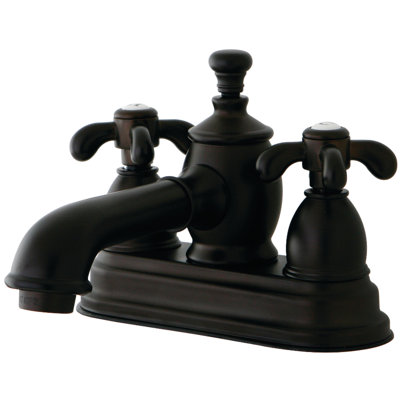 Robinet de salle de bain central à 4 poignées et 3 trous à fixation sur le comptoir avec laiton escamotable Kingston