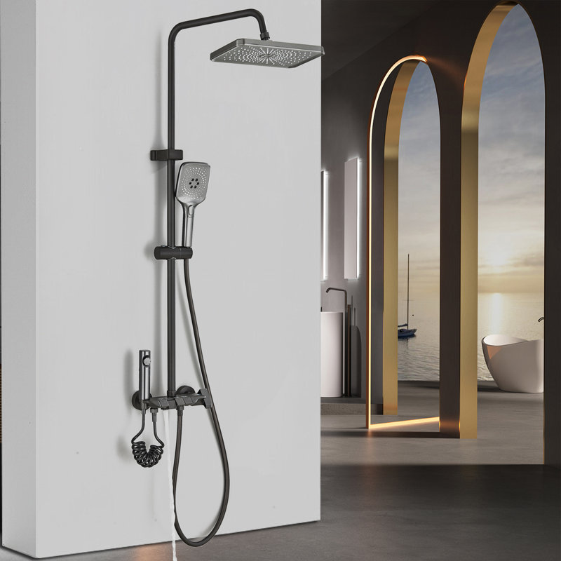 Système de douche à pluie, ensemble de robinet de douche extérieur exposé, pomme de douche à haute pression avec combiné de poche