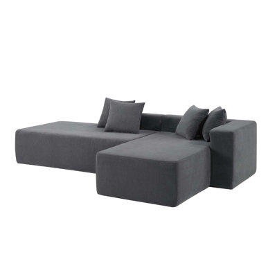 L-Shaped Modular Sofa With Deep Seating And Convertible Sofa Bed Functionality, No Assembly Needed.