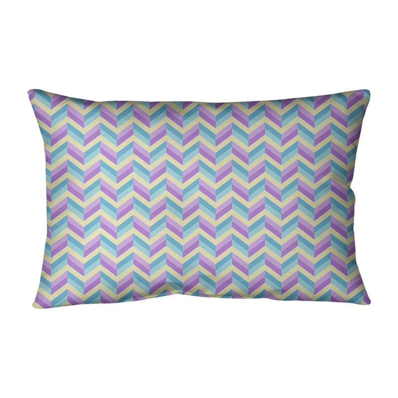 Oreiller rectangulaire en lin Katelyn Elizabeth, Polyester / Bourre en polyester, Bleu / Mauve