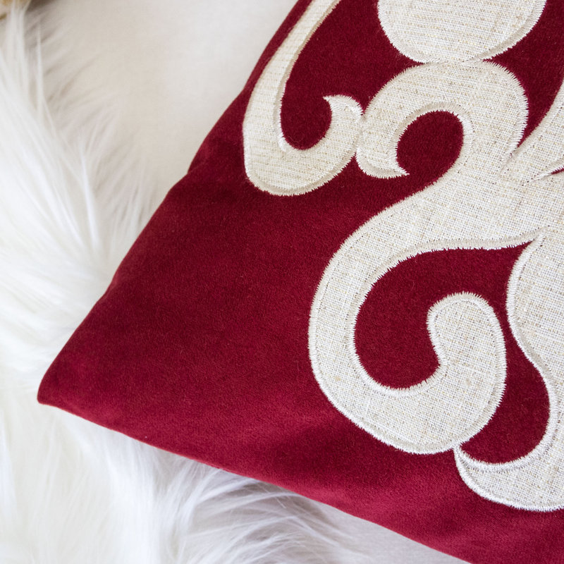 Square Velvet Pillow Cover & Insert, Red