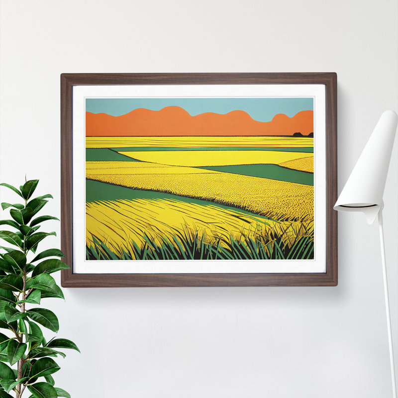 Wheat Field Pop Art - Framed Print, 46cm H x 64cm W x 2cm D, Walnut Framed