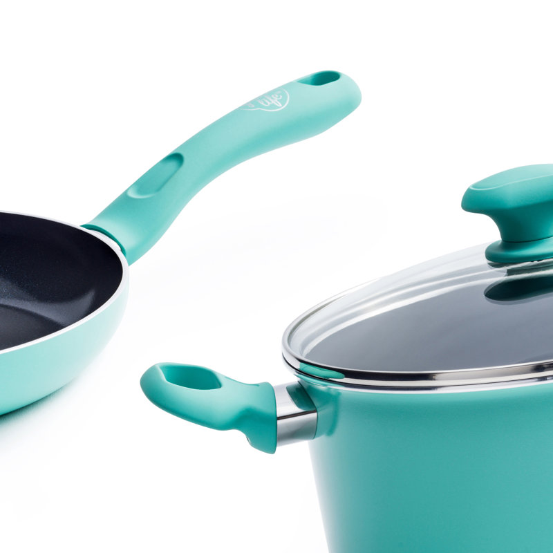 Turquoise Aluminum Non-stick 13-Piece Cookware Set