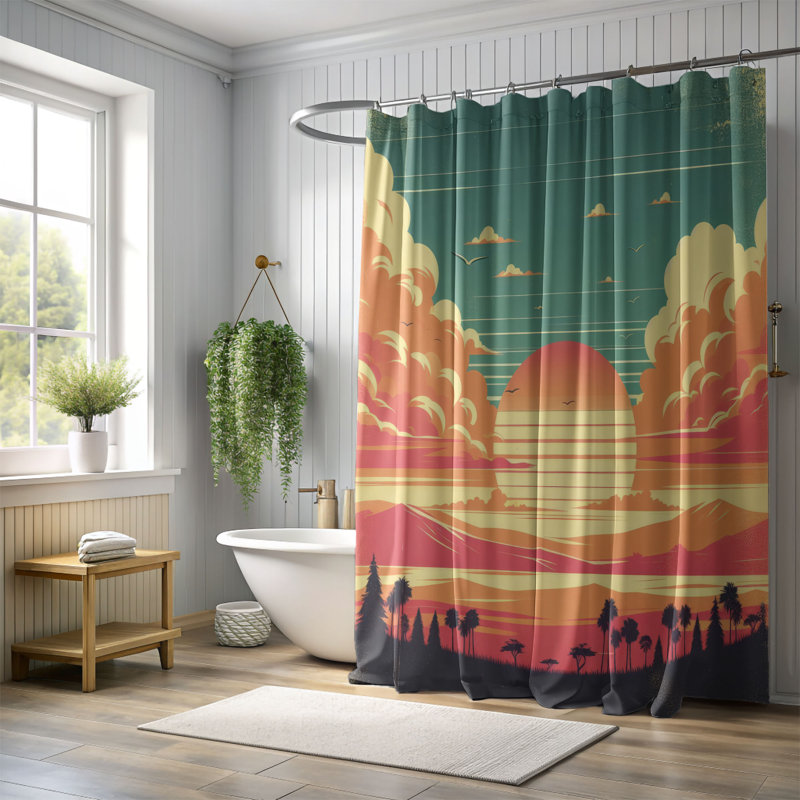 Grunge Horizon - 1 Piece Standard Shower Curtain, 74" H x 71" W