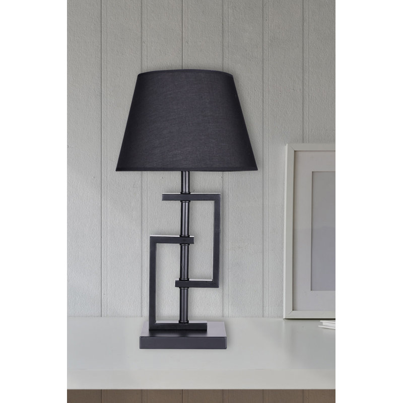 Lampe de table moderne noire avec corps en métal, 11,8 po de diamètre x 25,9 po de hauteur | Abat-jour en tissu, douille E27 (40 W maximum) | Design scandinave élégant pour la maison et le bureau, éclairage élégant et fonctionnel