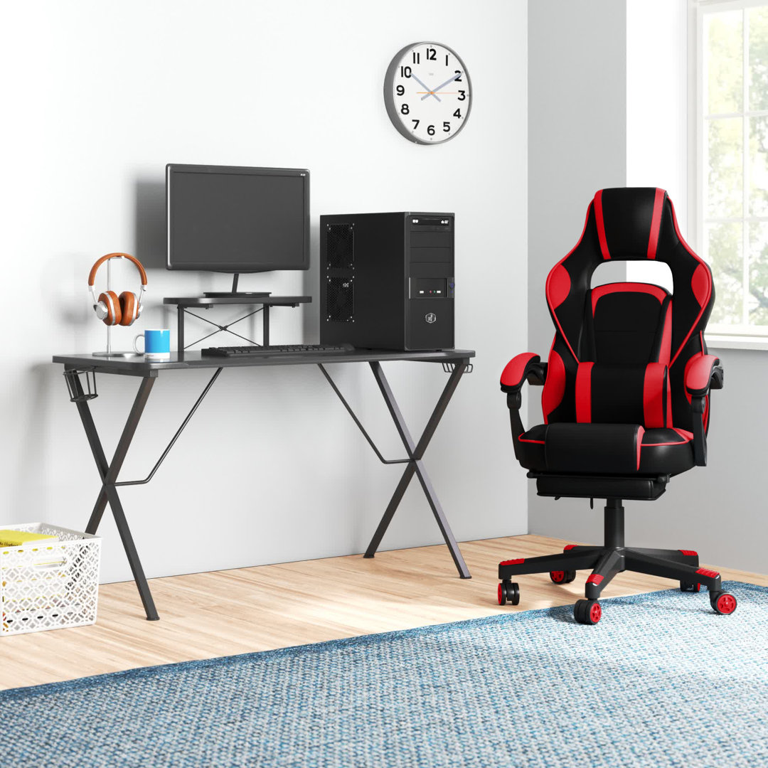 Bridesdale Gaming Bundle-Cup/Headphone Desk & Reclining Footrest Chair Ebern Designs