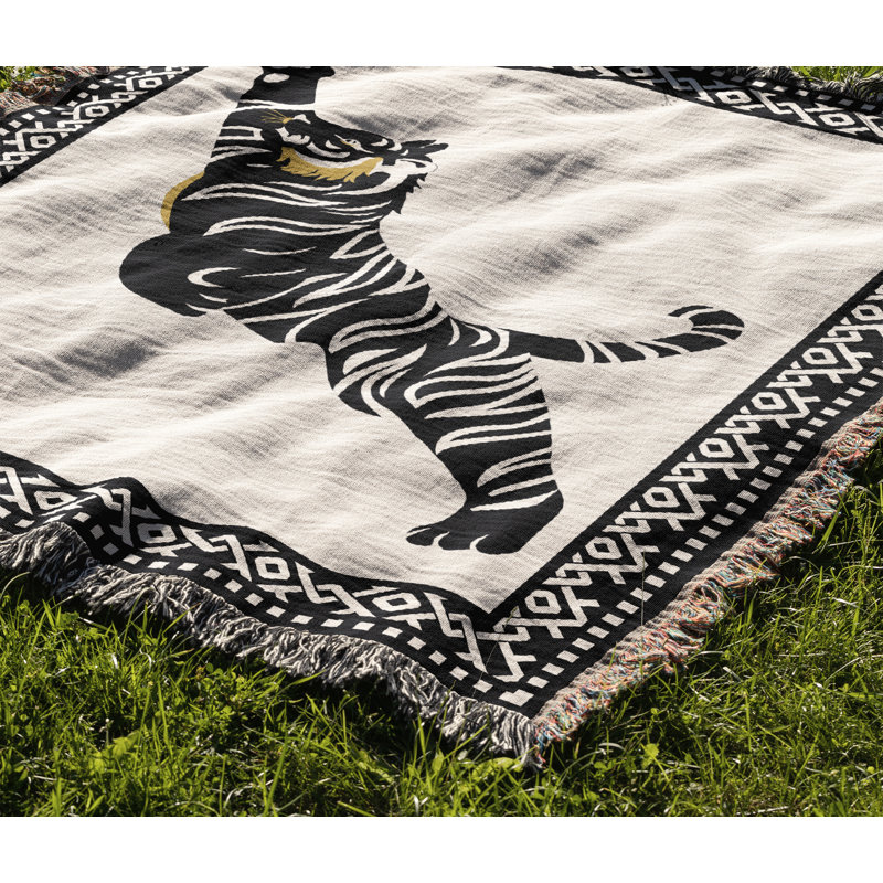 Jeté de lit Kat Tiger, L 70 po x l 50 po, Blanc cassé